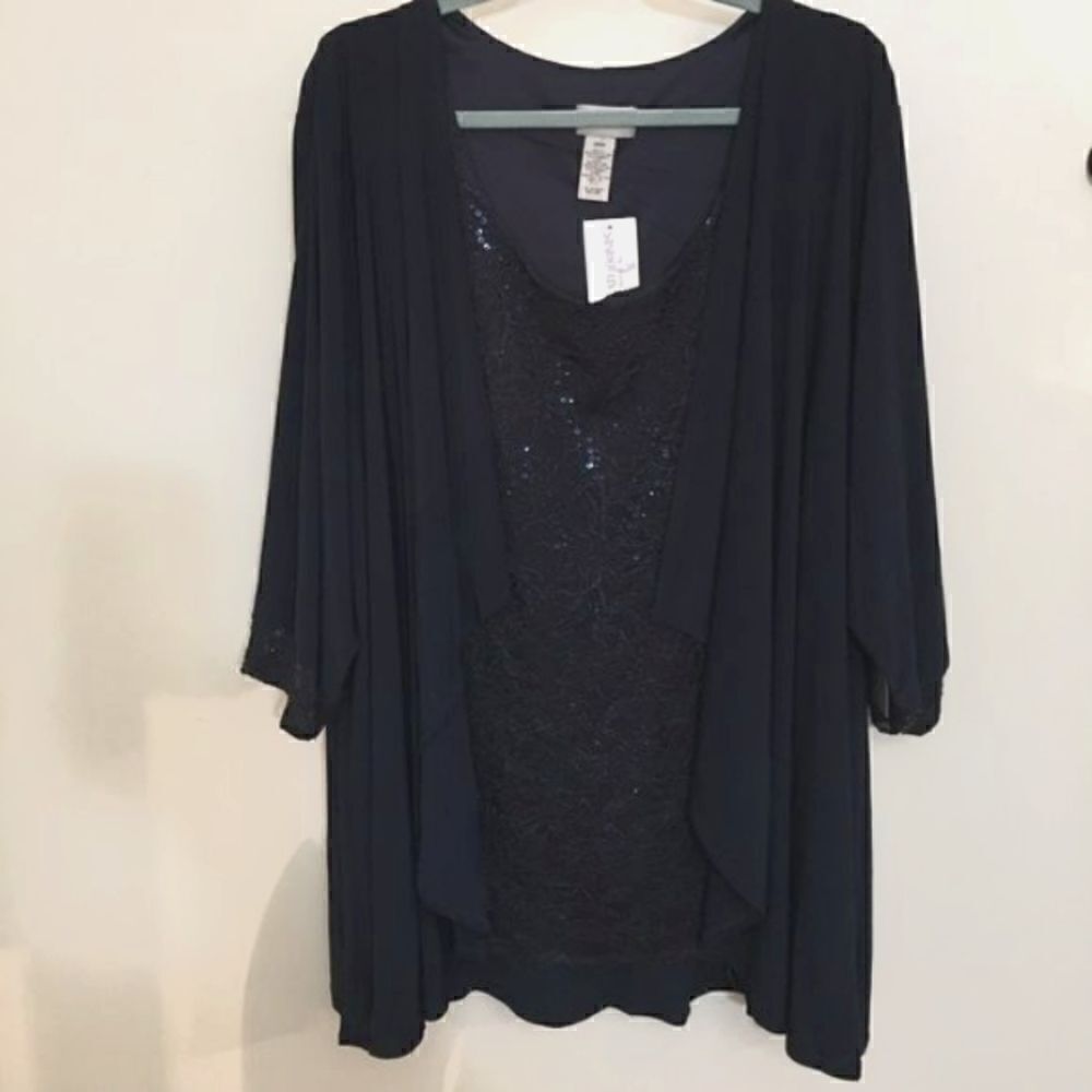 Catherine’s Sequin Tank/ Water fall cardigan Duo